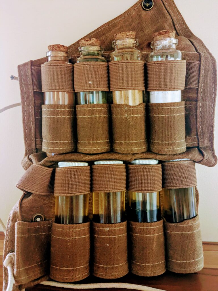 Jars filled with spices and oils